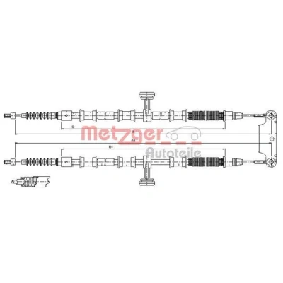 Billede af METZGER 11.5945 Håndbremsekabel bag 1805/1633 x2 Skivebremse COFLE OPEL: Vectra C Caravan