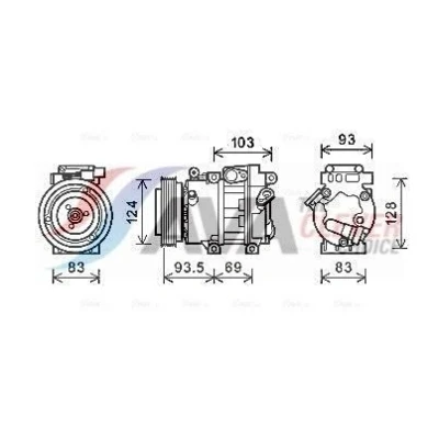Billede af AVA COOLING SYSTEMS HYAK238 Kompressor VS18 12V R134a med PAG kompressorolie, magnetkobling, uden diode KIA: cee‘d I Stationcar