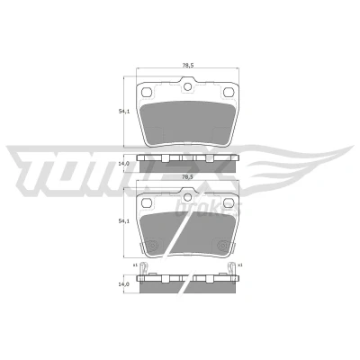 Billede af TOMEX brakes TX 13 86 Bremseklodser bagaksel med akustisk advarsel for slid TOYOTA: RAV4 II SUV