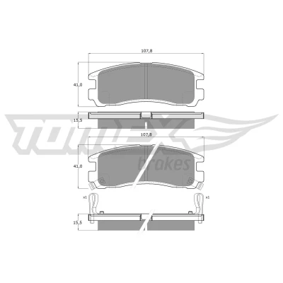 Billede af TOMEX brakes TX 11 00 Bremseklodser bagaksel med akustisk advarsel for slid HONDA: Jazz 3, CIVIC 7 Hatchback, CR V 2, SUZUKI: SWIFT SX4 I Hatchback