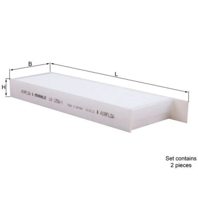 Billede af MAHLE ORIGINAL LA 1256/1/S Kabinefilter Partikelfilter 280 84 30 PEUGEOT: 208 II Hatchback, 2008 II, OPEL: Corsa F Van