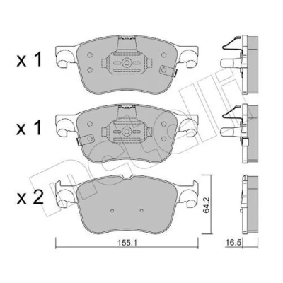 Billede af METELLI 22 1205 0 Bremseklodser med akustisk advarsel for slid FORD: Focus Mk4 Turnier, Kuga Mk3, Hatchback