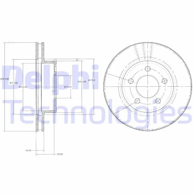 Billede af DELPHI BG3546 Bremseskiver 286 26 5 ventileret olieret ubehandlet uden hjullejer, ABS sensorring FORD USA: Explorer Mk2