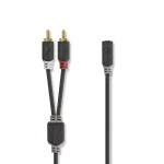 Billede af Stereo Audio kabel 2x RCA Hanstik 3.5 mm Hunstik Guldplateret 1.00 m Runde Anthracite Box