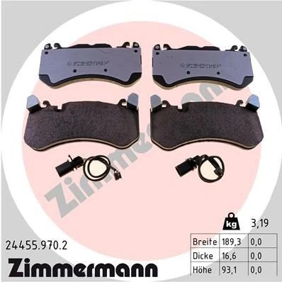 Billede af ZIMMERMANN 24455.970.2 Bremseklodser Inkl. slidadvarselskontakt Billede svarer til leveringsomfang AUDI: A6 C7 Avant, C6 A7 Sportback