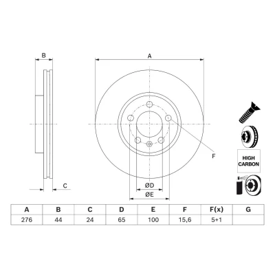 Billede af Bremseskive BOSCH 0 986 479 H71