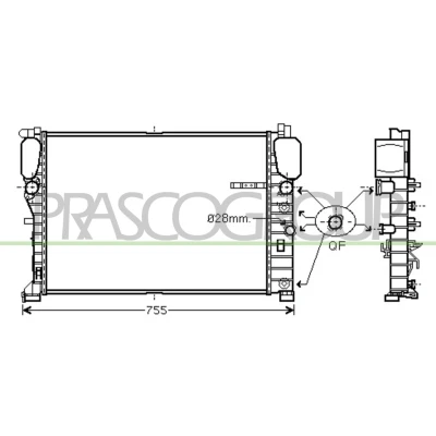 Billede af PRASCO ME039R005 Radiator Aluminium 640mm 462mm 42mm med lynkobling Loddet køleripper MERCEDES BENZ: E klasse T modell, Sedan