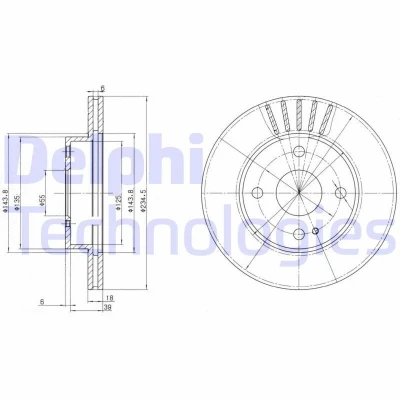 Billede af DELPHI BG2802 Bremseskiver 235 18 4 ventileret olieret ubehandlet uden hjullejer, ABS sensorring MAZDA: MX 5 I, FAMILIA