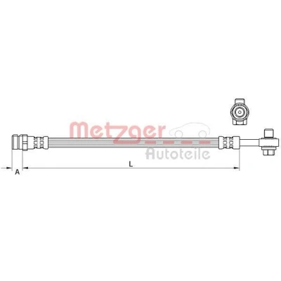 Billede af METZGER 4111477 Bremseslange Bagaksel venstre, højre 261 VOLKSWAGEN: Golf 7 Variant, 7, AUDI: A3 Sportback, SEAT: Leon III Hatchback