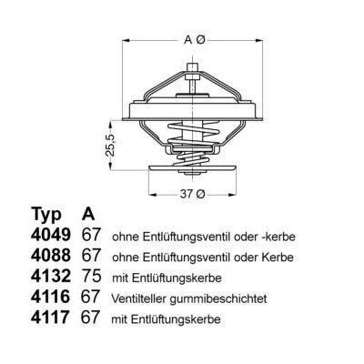 Billede af WAHLER 4116.87D1 Termostat 87 med pakning AUDI: 100 C4 Sedan, 200 C3 Avant, 80 B4 VOLVO: V70 2, 740 Stationcar, 240 Sedan