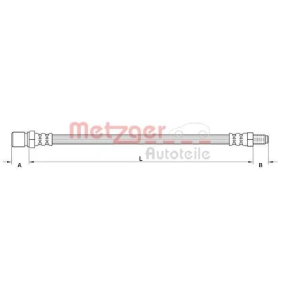 Billede af METZGER 4110559 Bremseslange Bagaksel venstre 256 M10x1 VOLKSWAGEN: TRANSPORTER 2 Pritsche/Fahrgestell