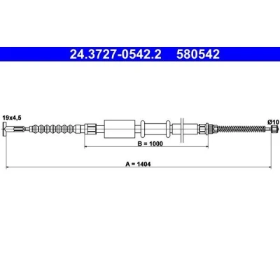 Billede af ATE 24.3727 0542.2 Håndbremsekabel 1404