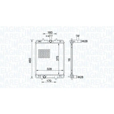 Billede af MAGNETI MARELLI 350213151500 Radiator 375 328 23 Mekanisk fuget køleripper CITROËN: C1 I, II, TOYOTA: Aygo, PEUGEOT: 107 Hatchback
