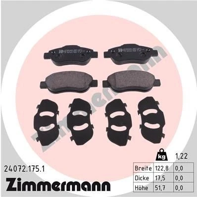 Billede af ZIMMERMANN 24072.175.1 Bremseklodser Billede svarer til leveringsomfang FIAT: Panda II Hatchback