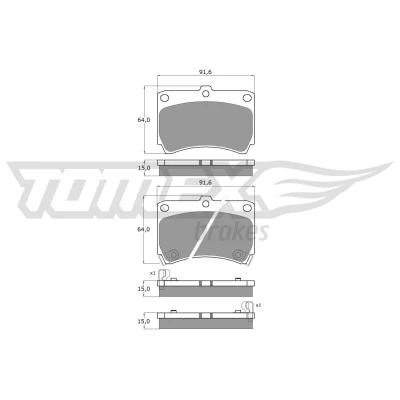 Billede af TOMEX brakes TX 10 91 Bremseklodser foraksel med akustisk advarsel for slid MAZDA: FAMILIA 4, 5, KIA: Rio I Stationcar