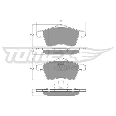 Billede af TOMEX brakes TX 13 91 Bremseklodser foraksel VOLKSWAGEN: Transporter 4 Bus,
