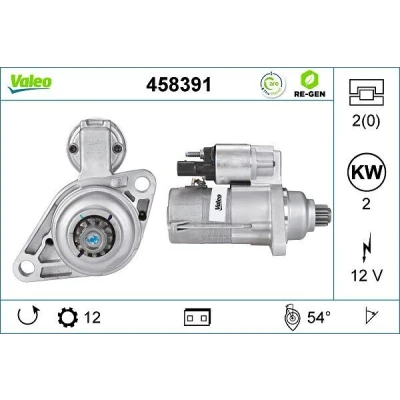 Billede af VALEO REMANUFACTURED PREMIUM 458391 Starter 12 2 SKODA: Octavia Combi, II Hatchback, Fabia 2, VOLKSWAGEN: GOLF 5, 6