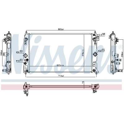 Billede af NISSENS 606858 Radiator Aluminium 625 376 16 Loddet køleripper