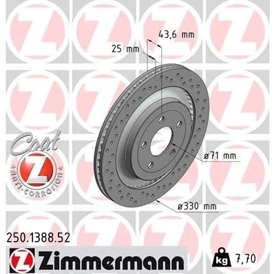 Billede af ZIMMERMANN 250.1388.52 Bremseskiver 330 25 5/5 5 114 udvendig ventileret, hullet coatet