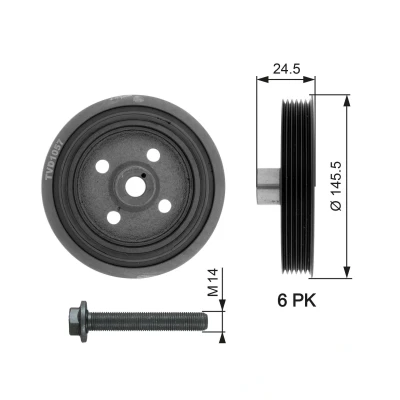 Billede af GATES TVD1057A Remskive Krumtapaksel 145,5 med tilbehør FleetRunner Micro V Stretch Fit FORD: Focus C Max