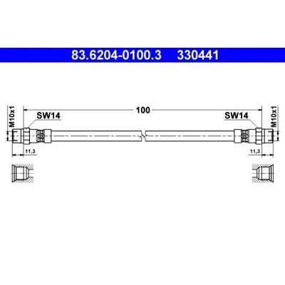 Billede af ATE 83.6204 0100.3 Bremseslange 100 BMW: 5 Sedan, Touring