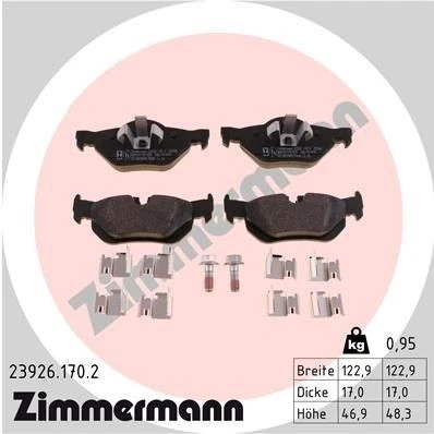 Billede af ZIMMERMANN 23926.170.2 Bremseklodser Inkl. slidadvarselskontakt Billede svarer til leveringsomfang BMW: 3 Touring, Sedan, 1 Hatchback