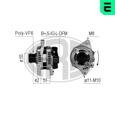 Billede af ERA 210766A Generator 14V 100A TOYOTA: Yaris II Hatchback, Auris Hatchback