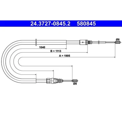 Billede af ATE 24.3727 0845.2 Håndbremsekabel 1905 PEUGEOT: 207 Hatchback, SW