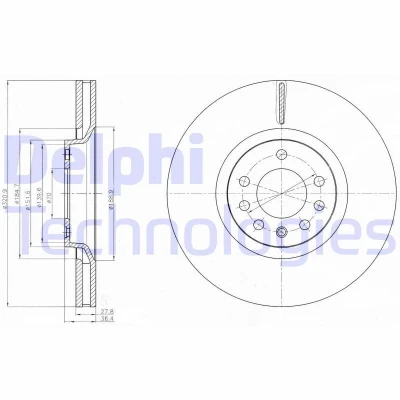 Billede af DELPHI BG4185C Bremseskiver 321 28 5 ventileret coatet højkarboniseret uden hjullejer, ABS sensorring OPEL: Zafira B, Astra H Hatchback