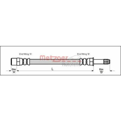 Billede af METZGER 4112516 Bremseslange 143 M10 x 1 VOLKSWAGEN: Sharan I, SEAT: Alhambra I
