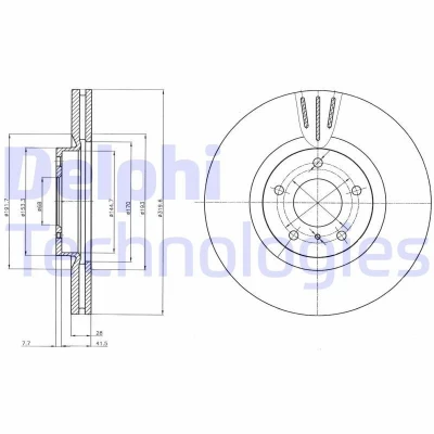 Billede af DELPHI BG4107 Bremseskiver 320 28 5 ventileret olieret ubehandlet uden hjullejer, ABS sensorring INFINITI: FX SUV