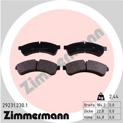 Billede af ZIMMERMANN 29231.230.1 Bremseklodser Billede svarer til leveringsomfang IVECO: DAILY 4, 4 Kasten/Kombi