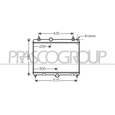Billede af PRASCO CI525R001 Radiator Aluminium 380mm 563mm 23mm Mekanisk fuget køleripper PEUGEOT: 407 SW, Sedan, CITROËN: C5 III Stationcar