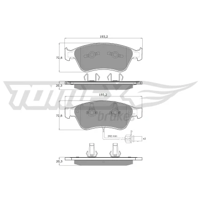 Billede af TOMEX brakes TX 15 10 Bremseklodser foraksel Inkl. slidadvarselskontakt AUDI: A6 C6 Avant, Sedan, A8 D3, VOLKSWAGEN: Phaeton