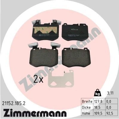 Billede af ZIMMERMANN 21152.185.2 Bremseklodser forberedt til slidadvarsel Billede svarer leveringsomfang, med afbalanceringsvægt MERCEDES BENZ: GLC SUV