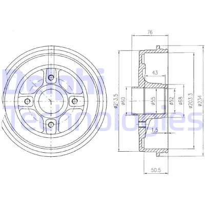 Billede af DELPHI BF423 Bremsetromler uden ABS sensorring, hjullejer 234