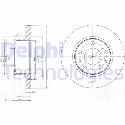 Billede af DELPHI BG3752 Bremseskiver 276 22 5 fuldstændigt olieret ubehandlet uden hjullejer, ABS sensorring IVECO: DAILY 3 Kasten/Kombi