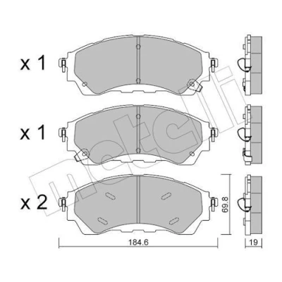 Billede af METELLI 22 1343 0 Bremseklodser med akustisk advarsel for slid FORD: Ranger Mk3