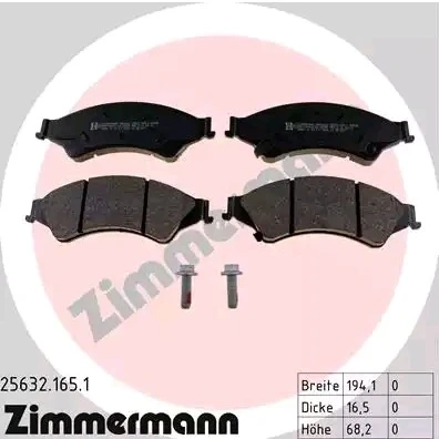 Billede af ZIMMERMANN 25632.165.1 Bremseklodser med akustisk advarsel for slid skruer Billede svarer til leveringsomfang FORD: Ranger Mk3