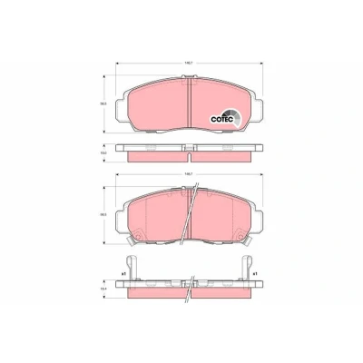 Billede af TRW COTEC GDB3240 Bremseklodser med akustisk advarsel for slid HONDA: ACCORD 8