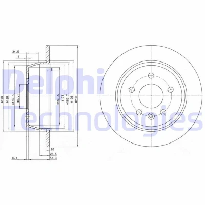 Billede af DELPHI BG3241 Bremseskiver 280 10 5 fuldstændigt olieret ubehandlet uden hjullejer, ABS sensorring MERCEDES BENZ: Vito Bus, Van