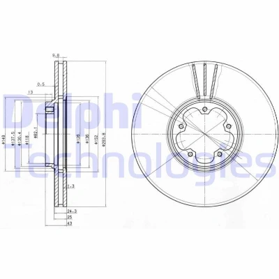 Billede af DELPHI BG3504 Bremseskiver 294 24 5 ventileret olieret ubehandlet uden hjullejer, ABS sensorring FORD: Transit Mk5 Bus