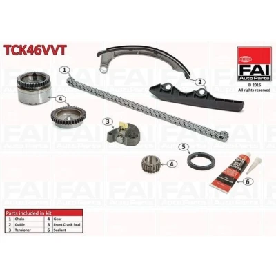 Billede af FAI AutoParts TCK46VVT Styrekædesæt med pakninger, tandhjul Simplex, Støjsvag kæde NISSAN: Note I, MICRA 2