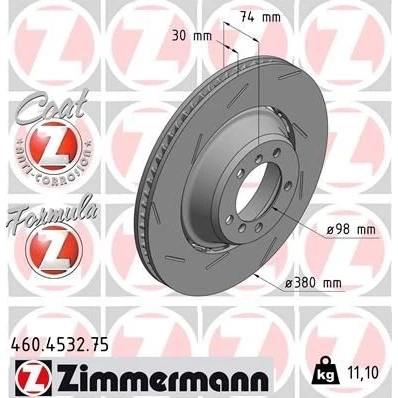 Billede af ZIMMERMANN 460.4532.75 Bremseskiver 380 30 7/5 5 130 ventileret, opslidset, todelt bremseskive coatet legeret