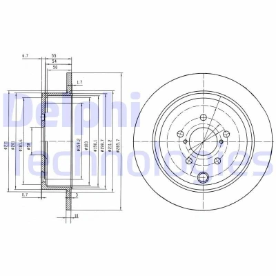 Billede af DELPHI BG4158 Bremseskiver 286 10 5 fuldstændigt olieret ubehandlet uden hjullejer, ABS sensorring SUBARU: Impreza III Hatchback, Forester
