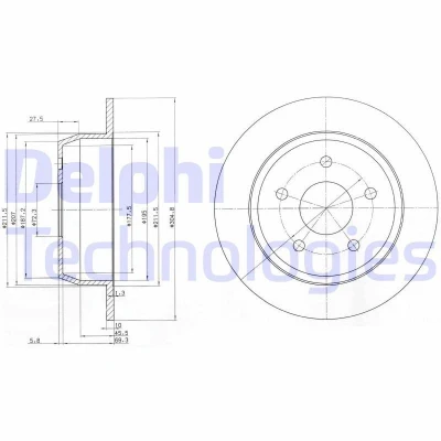 Billede af DELPHI BG3660 Bremseskiver 305 10 5 fuldstændigt olieret ubehandlet uden hjullejer, ABS sensorring JEEP: GRAND CHEROKEE I, 2