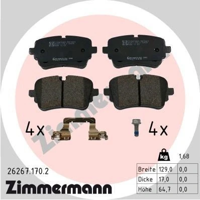 Billede af ZIMMERMANN 26267.170.2 Bremseklodser forberedt til slidadvarsel med skruer Billede svarer leveringsomfang, glideplade AUDI: Q7, A6 C8 Avant