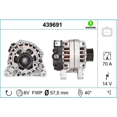 Billede af VALEO 439691 Generator 14V 70A PEUGEOT: 206 Hatchback, SW, 206+ CITROËN: Berlingo / First I, Xsara Picasso, Jumpy I MPV