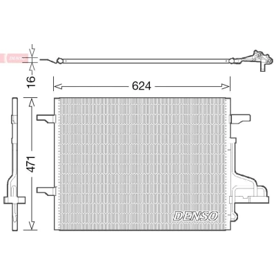 Billede af DENSO DCN10027 Kondensator uden tørrer 624x471x16 R 134a 624