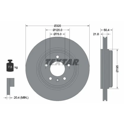 Billede af TEXTAR PRO 92107003 Bremseskiver 320 21,8 05/06 120 udvendig ventileret coatet uden hjulbolte, hjulnav BMW: 3 Sedan, Touring, Coupe